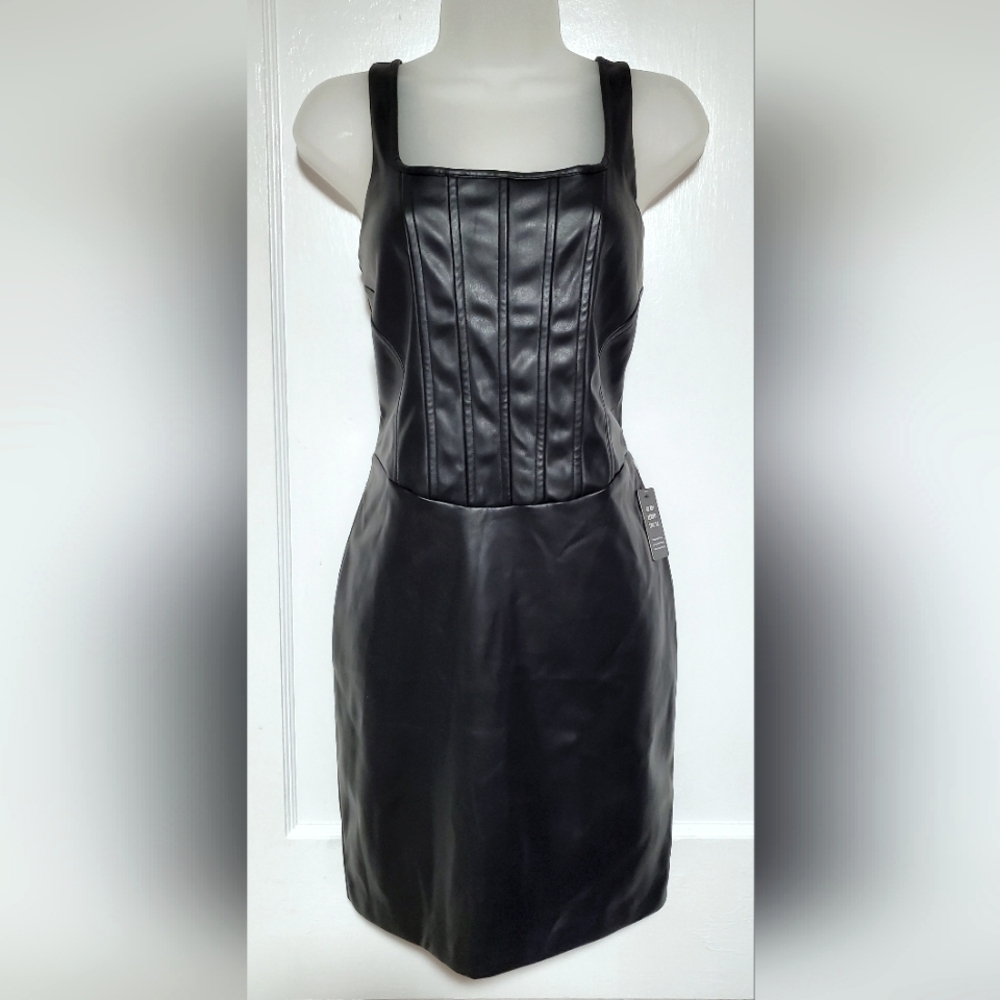 NWT Express faux leather corset mini dress, sz S